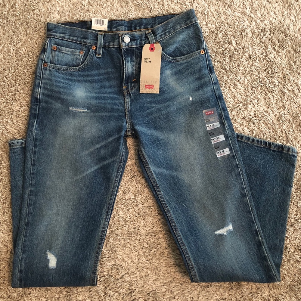🎉3x HP🎉❣️SALE🆕Levi’s 511 Slim(Destructed) Jeans - Picture 7 of 10